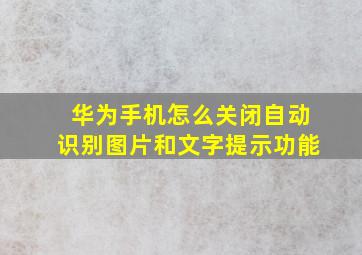 华为手机怎么关闭自动识别图片和文字提示功能