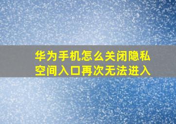 华为手机怎么关闭隐私空间入口再次无法进入