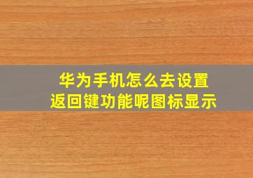 华为手机怎么去设置返回键功能呢图标显示