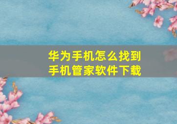 华为手机怎么找到手机管家软件下载