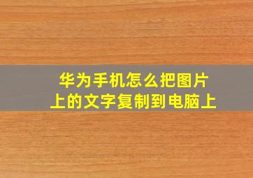 华为手机怎么把图片上的文字复制到电脑上