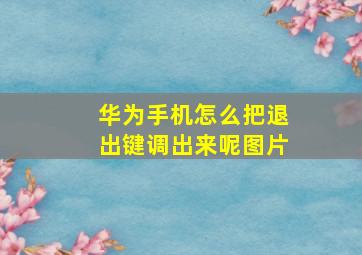 华为手机怎么把退出键调出来呢图片