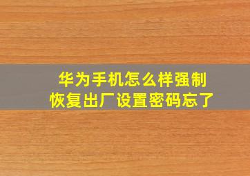 华为手机怎么样强制恢复出厂设置密码忘了