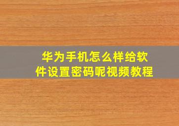 华为手机怎么样给软件设置密码呢视频教程