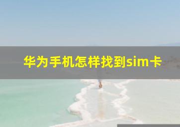 华为手机怎样找到sim卡