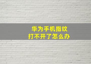 华为手机指纹打不开了怎么办