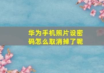 华为手机照片设密码怎么取消掉了呢