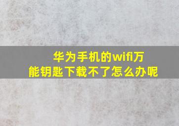 华为手机的wifi万能钥匙下载不了怎么办呢