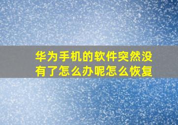 华为手机的软件突然没有了怎么办呢怎么恢复