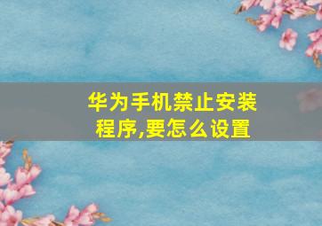 华为手机禁止安装程序,要怎么设置