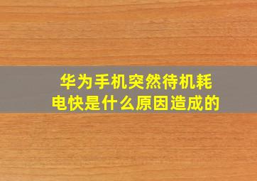 华为手机突然待机耗电快是什么原因造成的