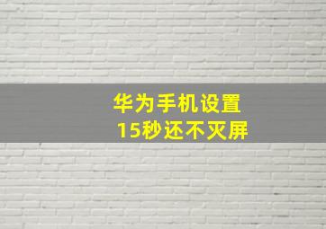 华为手机设置15秒还不灭屏