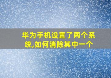 华为手机设置了两个系统,如何消除其中一个