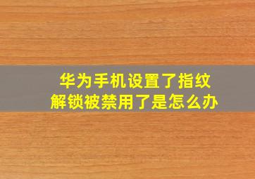 华为手机设置了指纹解锁被禁用了是怎么办