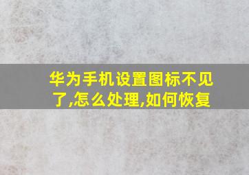 华为手机设置图标不见了,怎么处理,如何恢复