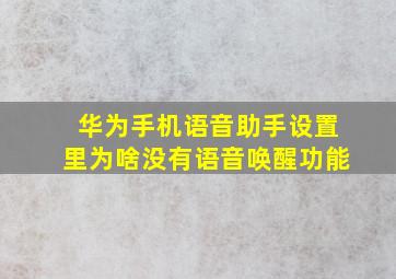 华为手机语音助手设置里为啥没有语音唤醒功能