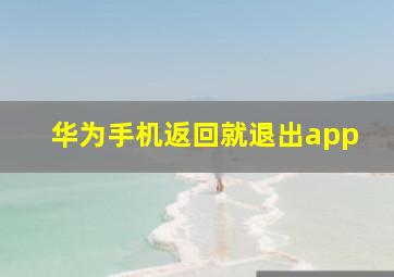 华为手机返回就退出app