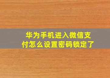 华为手机进入微信支付怎么设置密码锁定了