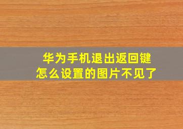 华为手机退出返回键怎么设置的图片不见了