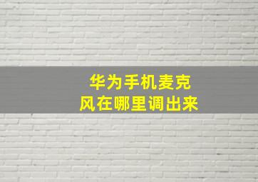 华为手机麦克风在哪里调出来