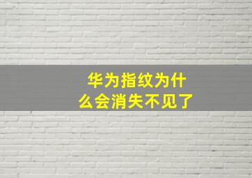 华为指纹为什么会消失不见了