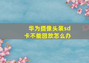 华为摄像头装sd卡不能回放怎么办