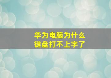 华为电脑为什么键盘打不上字了