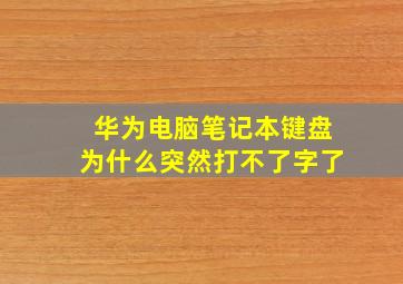 华为电脑笔记本键盘为什么突然打不了字了