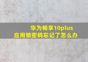 华为畅享10plus应用锁密码忘记了怎么办