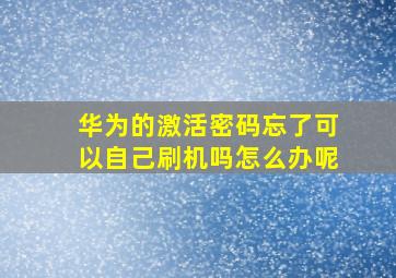 华为的激活密码忘了可以自己刷机吗怎么办呢