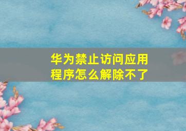 华为禁止访问应用程序怎么解除不了