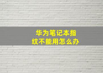 华为笔记本指纹不能用怎么办