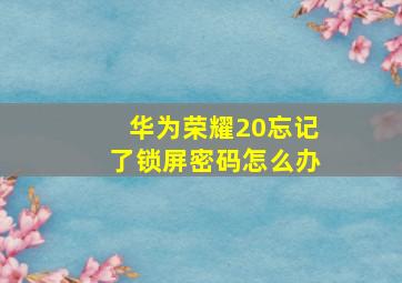 华为荣耀20忘记了锁屏密码怎么办