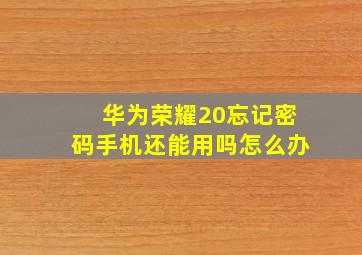 华为荣耀20忘记密码手机还能用吗怎么办