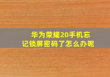 华为荣耀20手机忘记锁屏密码了怎么办呢