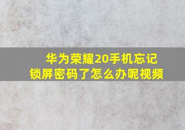 华为荣耀20手机忘记锁屏密码了怎么办呢视频