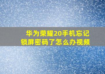 华为荣耀20手机忘记锁屏密码了怎么办视频