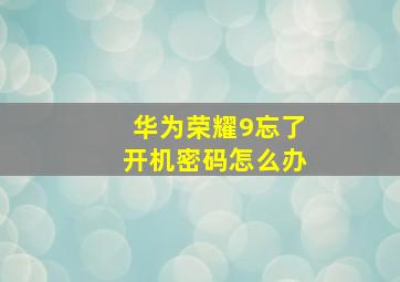 华为荣耀9忘了开机密码怎么办