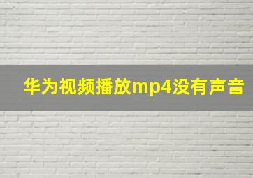 华为视频播放mp4没有声音