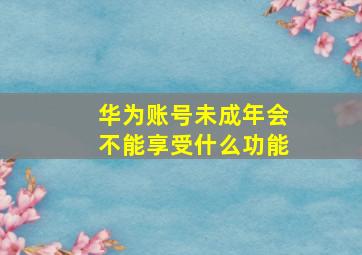 华为账号未成年会不能享受什么功能