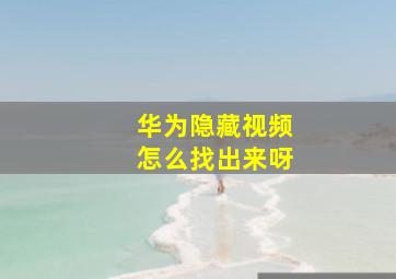 华为隐藏视频怎么找出来呀