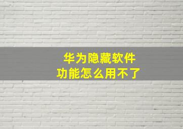 华为隐藏软件功能怎么用不了