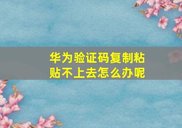 华为验证码复制粘贴不上去怎么办呢