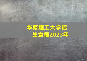 华南理工大学招生章程2023年