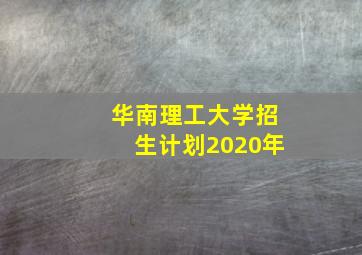 华南理工大学招生计划2020年