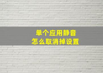 单个应用静音怎么取消掉设置