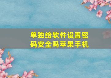 单独给软件设置密码安全吗苹果手机