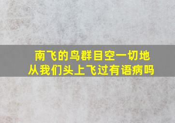 南飞的鸟群目空一切地从我们头上飞过有语病吗