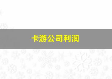 卡游公司利润