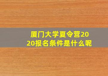 厦门大学夏令营2020报名条件是什么呢